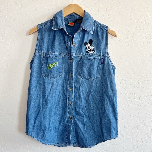Vintage Mickey Mouse Button Down Denim Vest - Picture 5 of 6